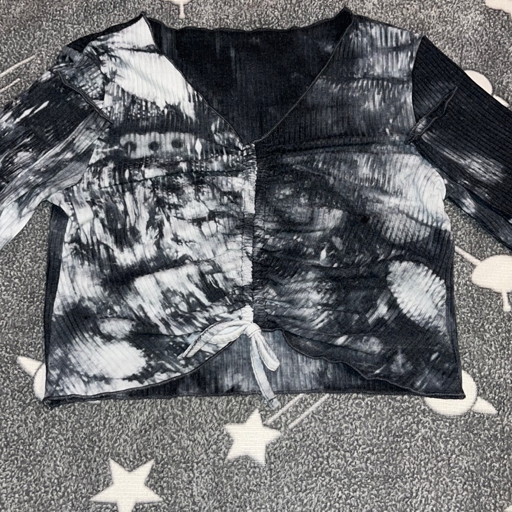 This is a black/white tie dye shirt from SHEIN it is very cute and comfortable!